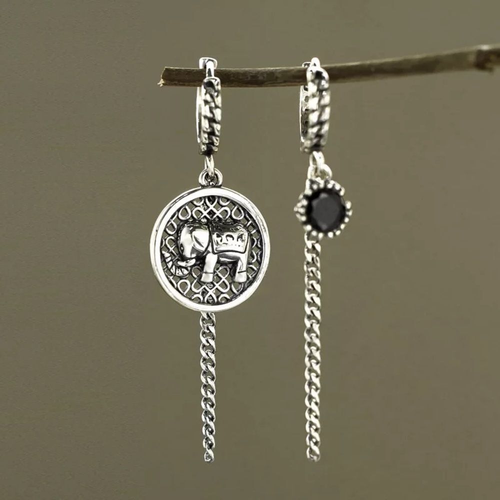 🐘 Elephant 🐘 Silver plated dangling earrings